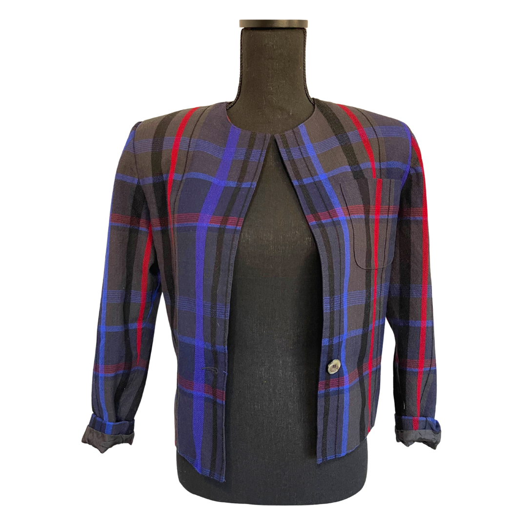 Plaid Crop Blazer - Small