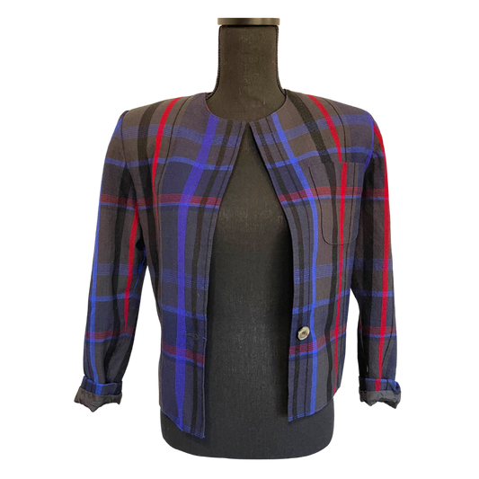 Plaid Crop Blazer - Small