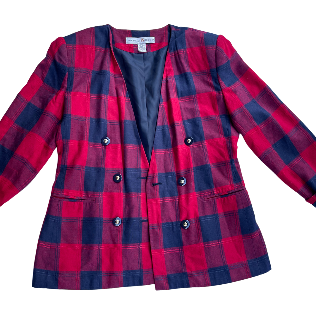 Classic Plaid Blazer Sz 14