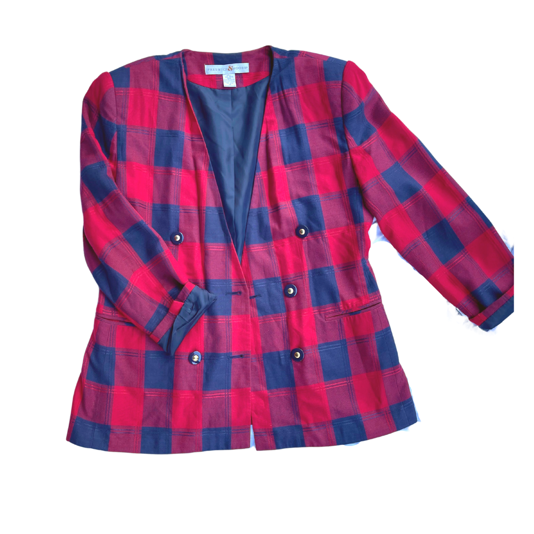 Classic Plaid Blazer Sz 14