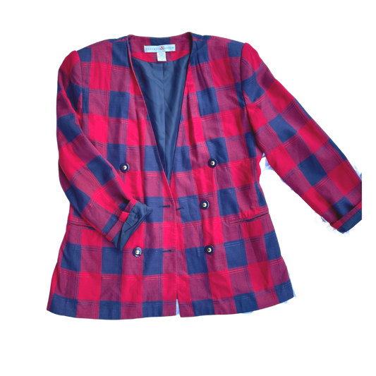 Classic Plaid Blazer Sz 14